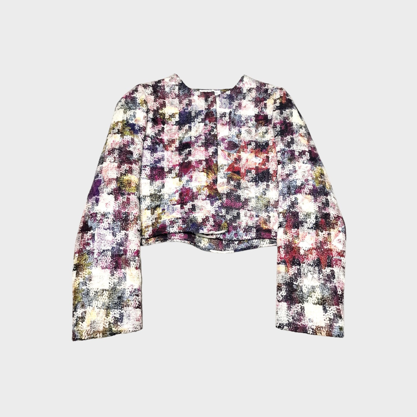 Giacca corta fantasia quadri - verde - 14