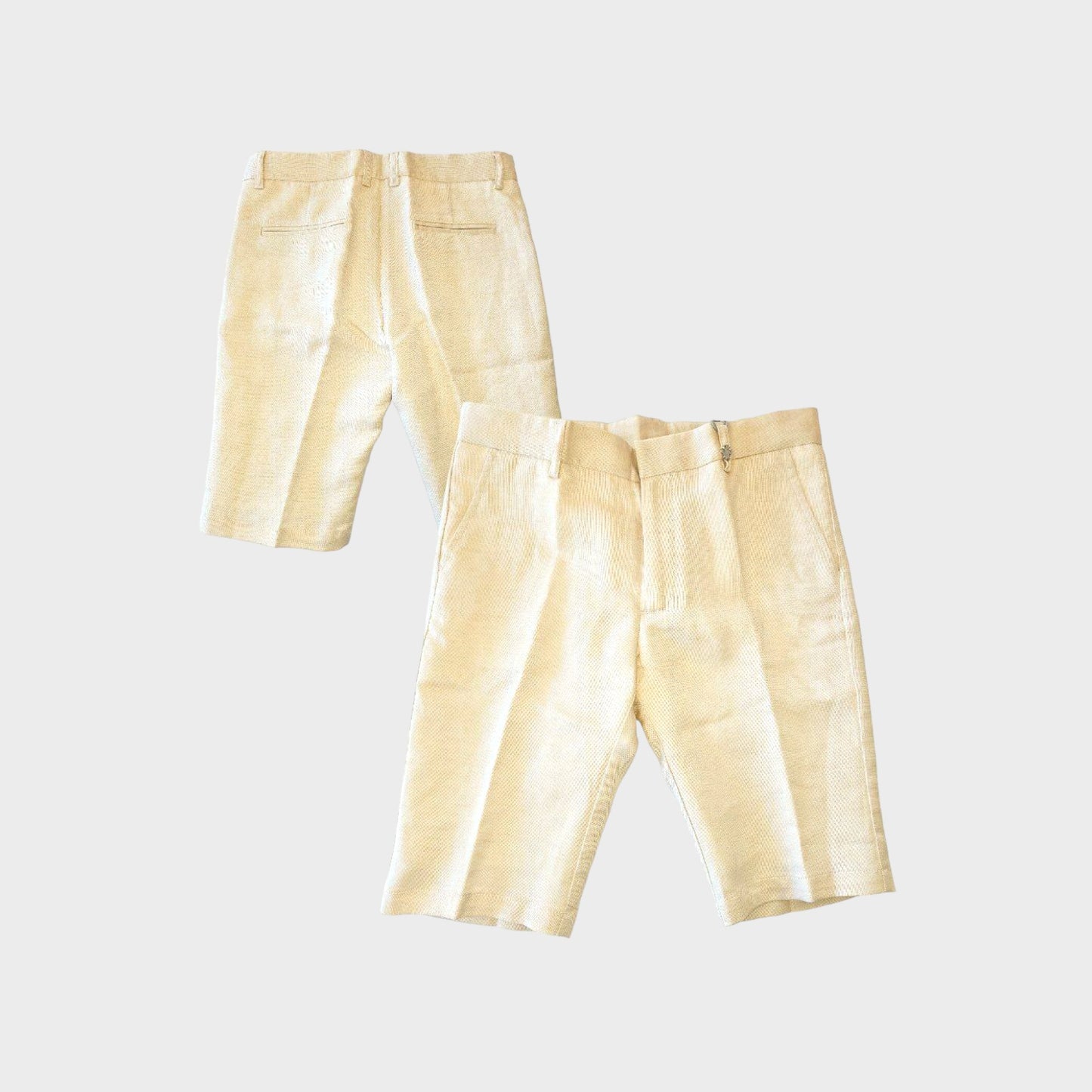 Bermuda eleganti in misto lino con logo in metallo - beige - 10