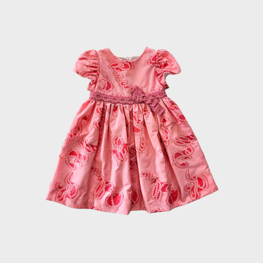 Vestito stampa logo con fiocco in gros grain