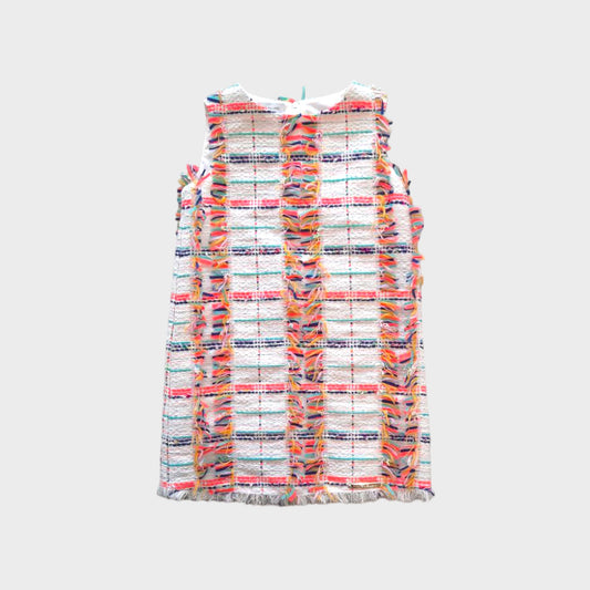 Vestito smanicato tessuto Chanel sfrangiato - bianco - 10