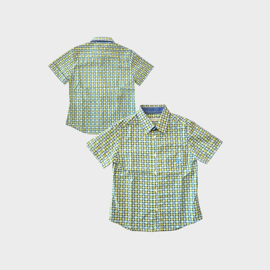 Camicia a manica corta stampa fantasia con ricamo logo sul davanti - verde - 8