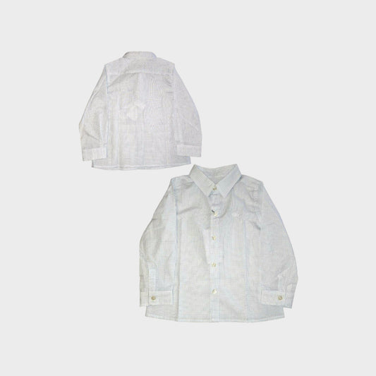 Camicia a quadretti piccoli con ricamo logo sul davanti - bianco-azzurro - 24m