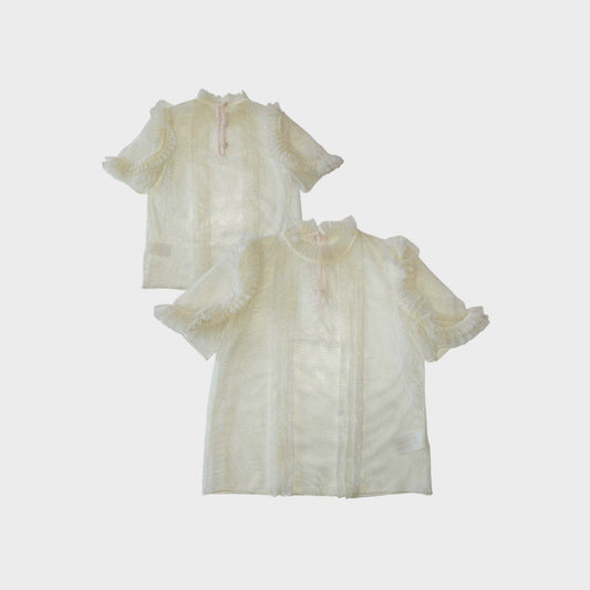 Camicia a manica corta in tulle con rouches