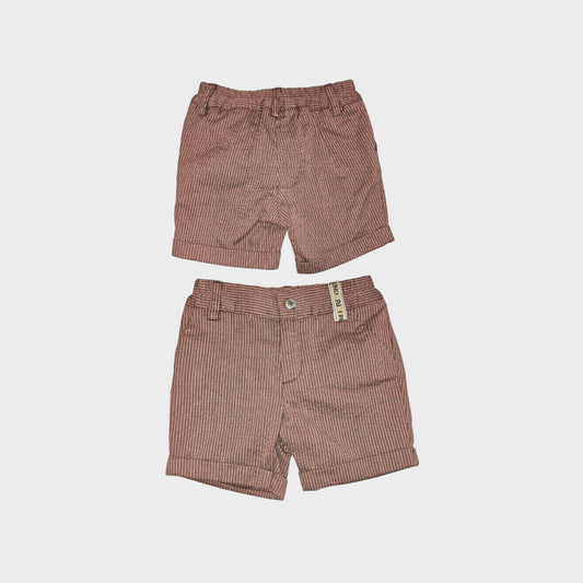 Bermuda in tessuto effetto riga con fettuccia logo