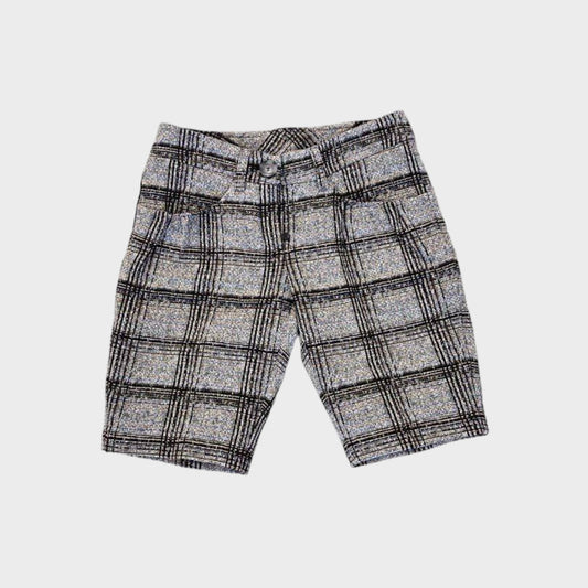 Bermuda scozzese con logo in strass su tasca dietro - grigio - 2