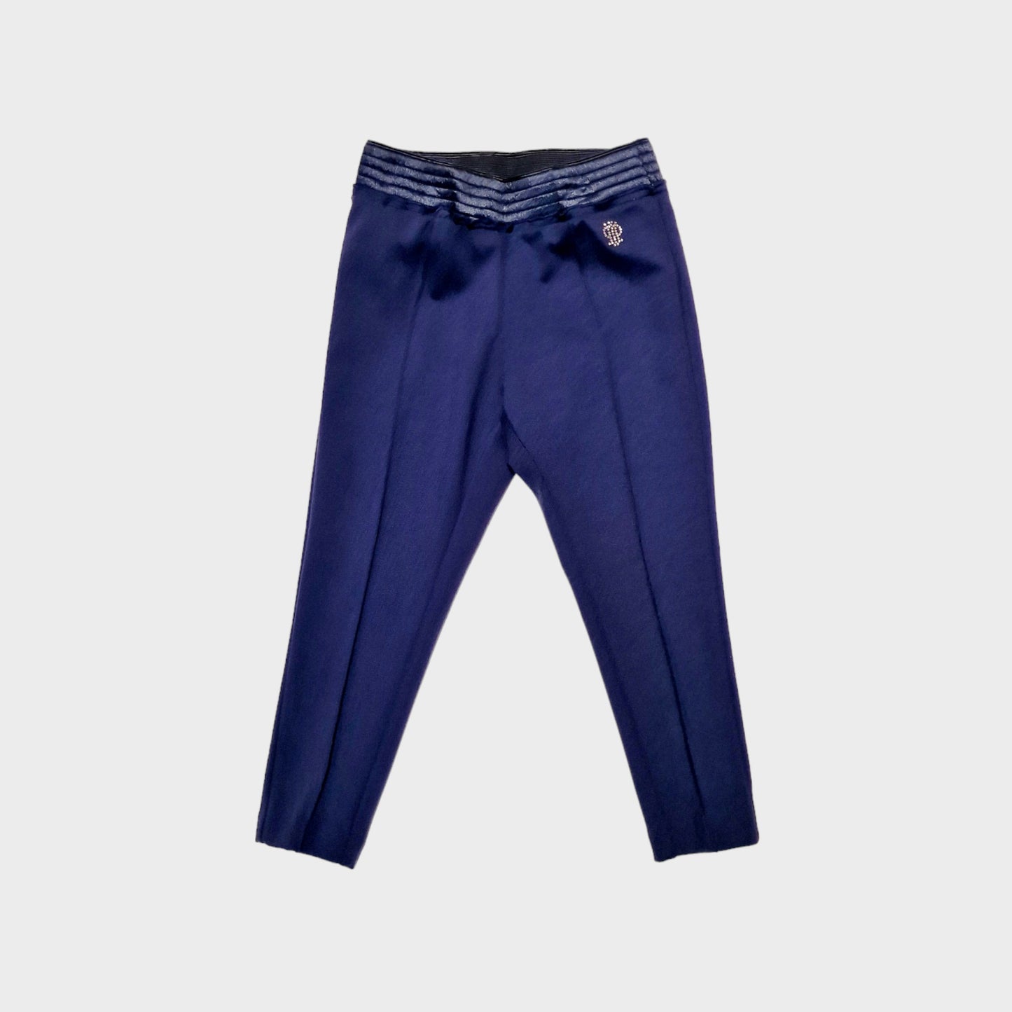 Pantaloni con logo strass - blu - 2